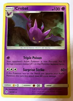 CROBAT - 56/149 - Sun & Moon - HOLOGRAPHIC - RARE - Pokemon Card - NM - Image 1