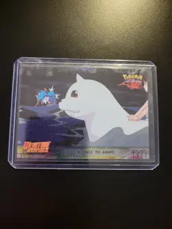 1998 Pokemon Topps Card #16 A Call To Arms Movie Scene Holo Rare Black Logo - Image 3