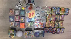 HUGE Pokemon TCG Accessories Lot Sleeves Coins Tins Stickers Energy Dice SEALED - Image 3