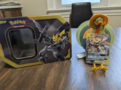 Pokemon TCG Pikachu & Zekrom GX Black Star Promo Card SM168 with Tin NEAR MINT - Image 1