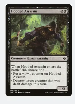 Hooded Assassin #73 Fate Reforged (FRF) Magic Card in Protective Sleeve - Image 1