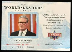 2024-2025 DECISION UPDATE KEIR STARMER WORLD LEADERS FLAG PATCH CARD ENGLAND - Image 2