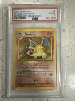 Pokemon TCG Charizard Legendary Collection Holo Rare Card 3/110 PSA 4 - Image 1
