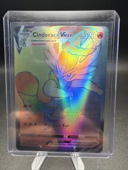 Pokemon Cinderace VMAX (Rainbow Rare Secret) 194/192 Swsh02: Rebel Clash Holo - Image 1