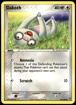 Slakoth 63/108 Common Power Keepers Pokemon LP - Image 1