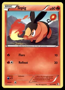Tepig 24/149 Common Boundaries Crossed Pokemon Near Mint - Image 1
