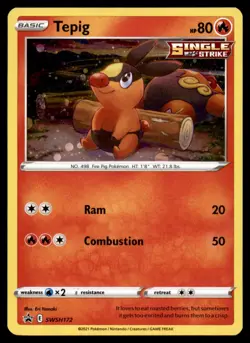 Tepig SWSH172 Holo Promo Sword & Shield Promo Pokemon Holo Moderately Played - Image 1