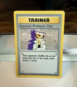 Pokemon TCG Impostor Professor Oak Shadowless Rare Trainer 73/102 Base Set - Image 1