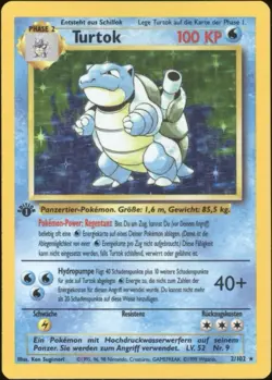 1999 Pokemon GERMAN 1st Edition Base Set Turtok-Blastoise Holo 2/102 EX - Image 1