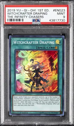 2019 YU-GI-OH! THE INFINITY CHASERS 1ST ED #EN023 WITCHCRAFTER DRAPING PSA 9 - Image 1