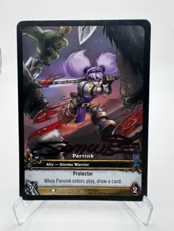 World of Warcraft TCG Azeroth 212/361 Extended Art Parvink With Samwise Auto #1 - Image 1