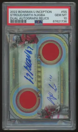 2022 Bowman U Inception CJ Stroud Jaxon Smith-Njigba Dual Relic Auto /99 PSA 10 - Image 1