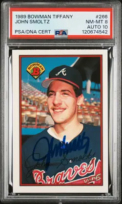 1989 Bowman TIFFANY #266 John Smoltz HOF RC AUTO Autographed PSA 8 DNA 10 - Image 1