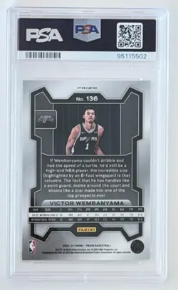 2023 Panini Prizm Victor Wembanyama #136 Ice Short Print Rookie PSA 10 SPURS - Image 2