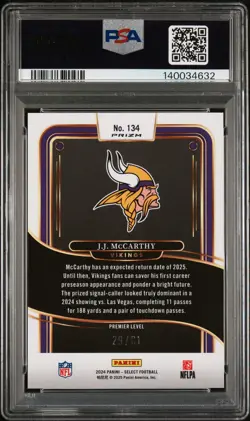 2024 PANINI SELECT DRAGON SCALE PRIZM #134 JJ MCCARTHY 29/81 PSA 9 - Image 2