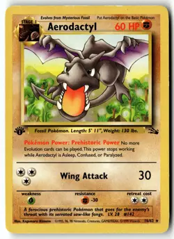 Pokemon Card Aerodactyl LP Fossil 1st Edition Rare 16/62 - Image 1