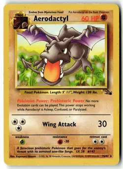 Pokemon Card Aerodactyl LP Fossil Rare 16/62 - Image 1