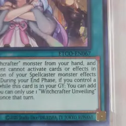 2020 Yugioh Witchcrafter Unveiling 1st Edition PSA Graded 9 Card ETCO-EN067 BGS - Image 3