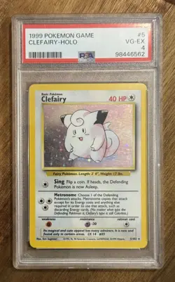 1999 Pokemon Game Clefairy Holo Card PSA 4 VG-EX 5/102 Wizards of the Coast - Image 1