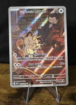 Team Rockets Meowth 203/182 SV10 Destined Rivals Illustrated Card Mint Condition - Image 1