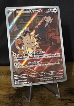Team Rockets Meowth 203/182 SV10 Destined Rivals Illustrated Card Mint Condition - Image 3