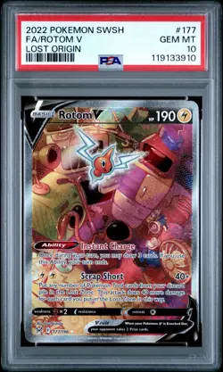 2022 POKEMON SWORD & SHIELD LOST ORIGIN #177 FULL ART/ROTOM V PSA 10 - Image 1