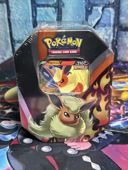 Pokemon TCG Eevee Evolutions Tin 2021 Flareon V Evolving Skies Brand New Sealed - Image 1