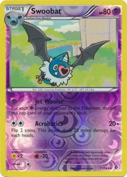 1x - Swoobat - 71/149 - Rare - Reverse Holo PL/MP Pokemon Boundaries Crossed - Image 1