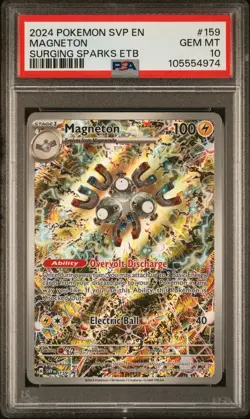 POKEMON 2024 Surging Sparks ETB Promo Full Art MAGNETON #159 PSA 10 Gem Mint - Image 1