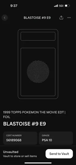 Topps Blastoise E9 Holo Pokemon First Movie 1999 Holo, PSA 10 - Image 3