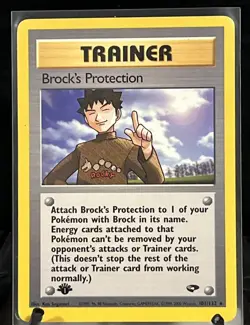 1st Edition Brock’s Protection Rare 101/132 Gym Challenge Pokemon TCG - Image 1