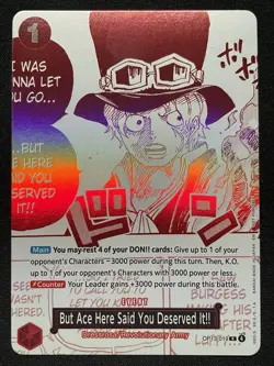 ONE PIECE TCG CARD - Sabo Event Manga Art promo Alternate Art Red Mint English - Image 2