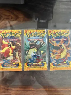 Pokemon XY Flashfire Booster Pack X3 Factory Sealed - Image 1