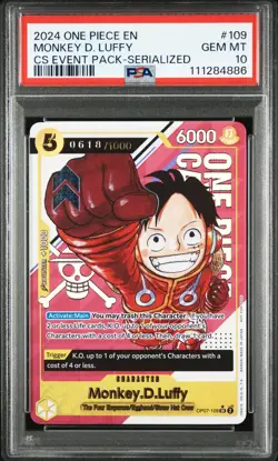 SERIALIZED MONKEY D. LUFFY One Piece 2024 CS Event Promo ENGLISH #109 PSA 10 - Image 1