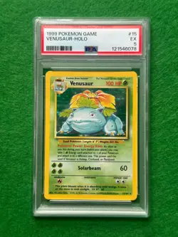 1999 Pokemon Game Base Set 15/102 non Shadowless Venusaur Holo PSA 5 New Cert - Image 1
