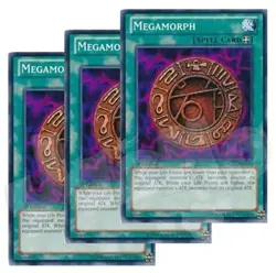 Yugioh - Megamorph x 3 - 1st Edition NM - Plus Free Holo Card - Image 1