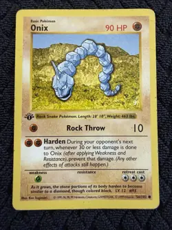 Pokemon TCG Onix Base Set Shadowless 1st Edition Common Card 56/102 - Image 1