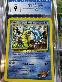 CGC 9 MINT Misty's Gyarados 2000 Gym Challenge 13/132 Holo Swirl! Pokemon psa - Image 1