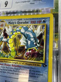 CGC 9 MINT Misty's Gyarados 2000 Gym Challenge 13/132 Holo Swirl! Pokemon psa - Image 4