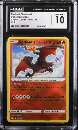 🔥 CGC 10 ENGLISH Radiant Charizard 020/159 Crown Zenith Pokemon Card - Image 1