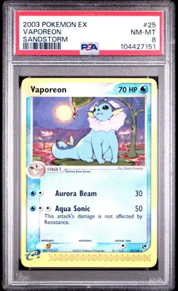 2003 POKEMON EX SANDSTORM #25 VAPOREON PSA 8 - Image 1