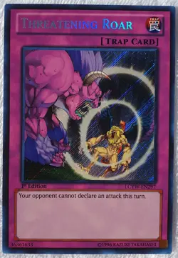 Yugioh 1x Threatening Roar LCYW-EN297 Secret Rare 1st Edition Near Mint - Image 1