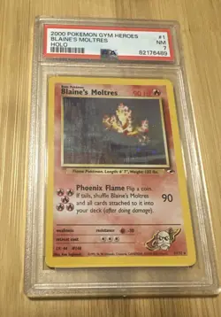 2000 POKEMON GYM HEROES HOLO #1 BLAINE'S MOLTRES PSA 7 - Image 1
