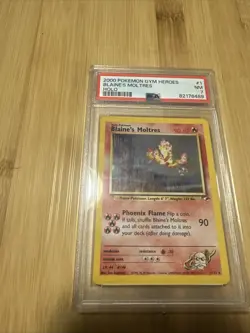 2000 POKEMON GYM HEROES HOLO #1 BLAINE'S MOLTRES PSA 7 - Image 3
