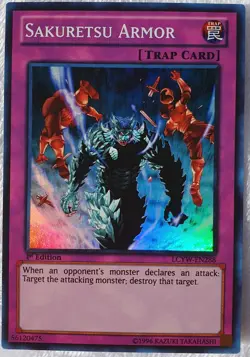 Yugioh 1x Sakuretsu Armor LCYW-EN288 Super Rare 1st Edition Near Mint - Image 1