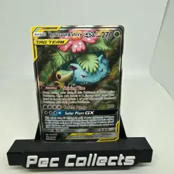 Pokemon TCG Venusaur and Snivy GX SM229 Full Art Tag Team Black Star Promo LP+ - Image 1