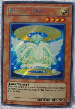 Yugioh 1x Radiant Jeral STON-EN066 Secret Rare Unlimited Ed Near Mint - Image 1