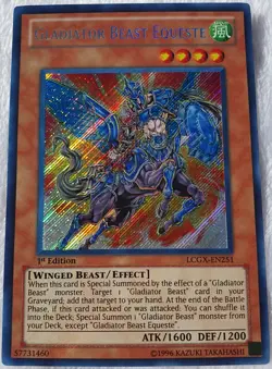 Yugioh 1x Gladiator Beast LCGX-EN251 Equeste Secret Rare 1st Edition Near Mint - Image 2