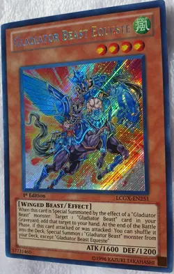 Yugioh 1x Gladiator Beast LCGX-EN251 Equeste Secret Rare 1st Edition Near Mint - Image 3