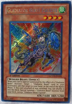 Yugioh 1x Gladiator Beast LCGX-EN251 Equeste Secret Rare 1st Edition Near Mint - Image 4